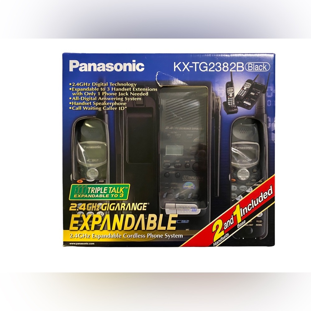 Vtg Panasonic KX-TG2382B 2.4 GHz Digital Expandable Cordless Phone System